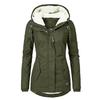 Elegante Parka Giacca Cappotto in Ecopelliccia da Donna con Cappuccio Capospalla Invernale Caldo in Nero