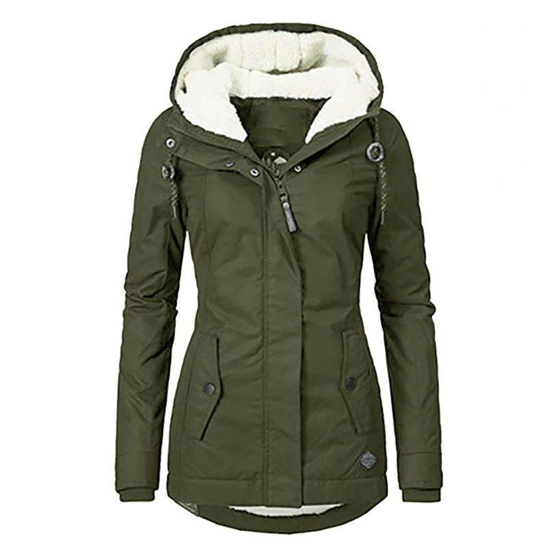 

Стильная женская парка из искусственного меха, куртка, пальто, женская верхняя одежда с капюшоном, зимнее теплое пальто, черное 3XL армия зеленый