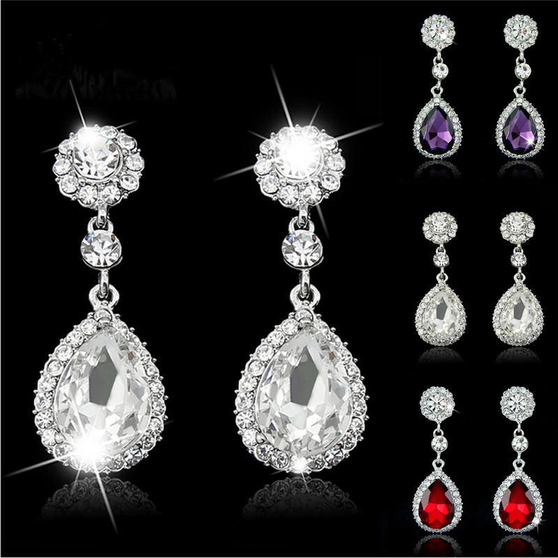 Women Charm  Bridal Water Drop Earrings Wedding  Stud Earings