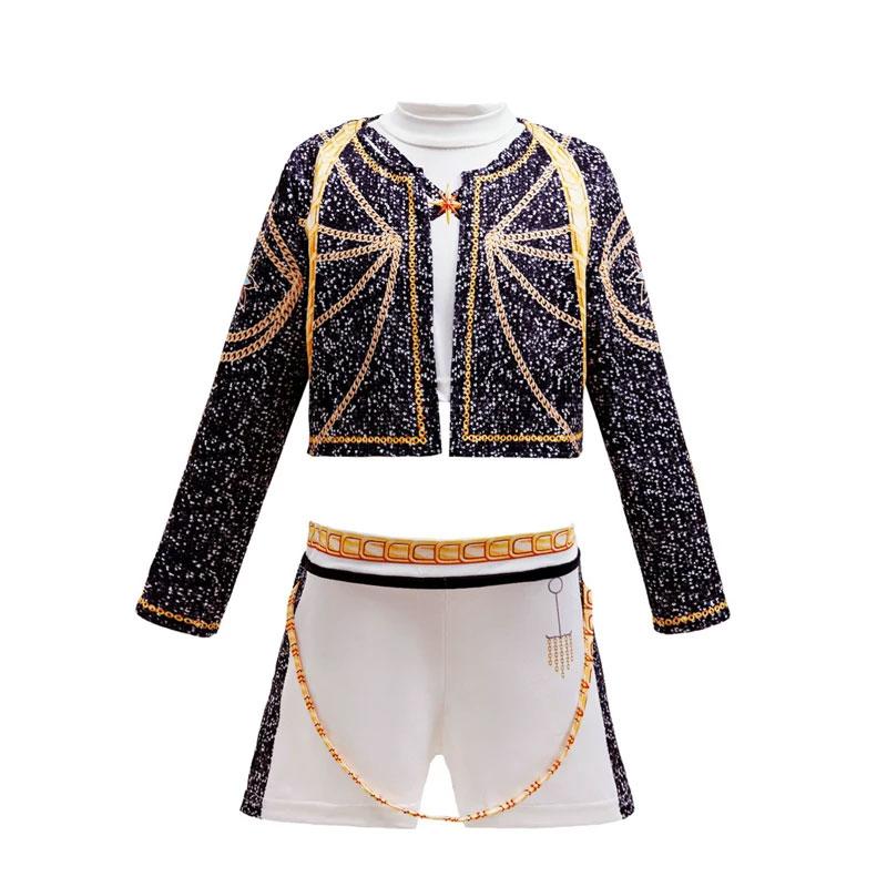 3-10Y Girls Singer Show Costume Kids 3PCS Coat+Top+Shorts Set 2026 New Cosplay Hip-hop Dance Stage Performance Carnival Clothing
