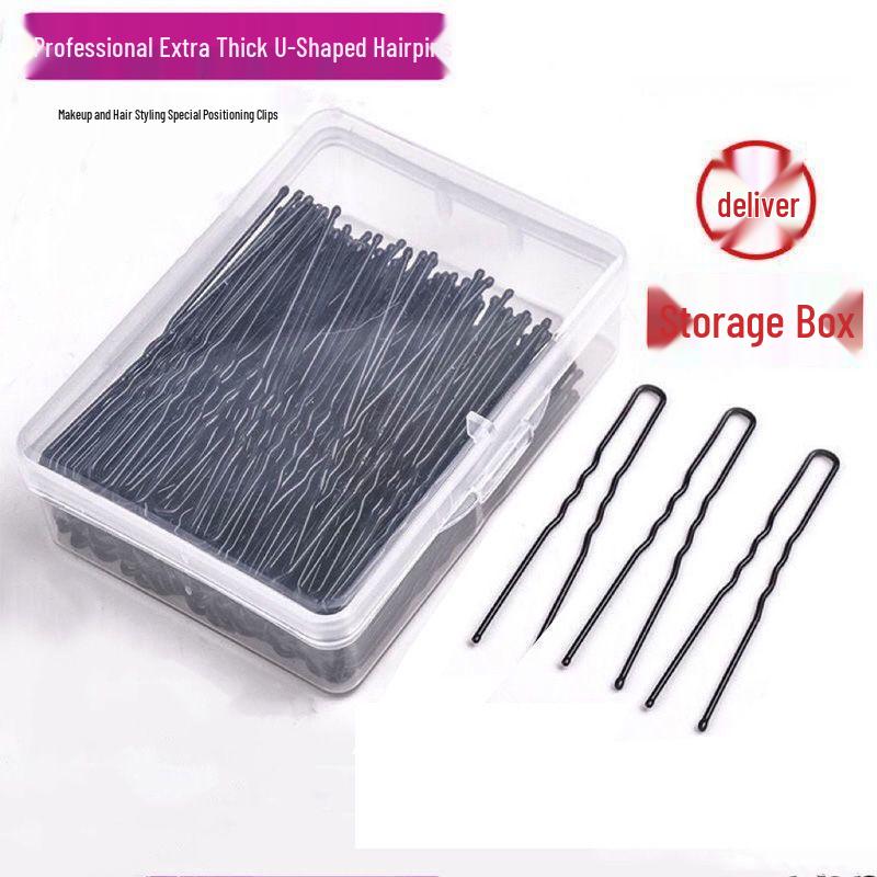 Black U-Shaped Hairpin Clip for Thick Hair - Bun Fixation Hair Accessory