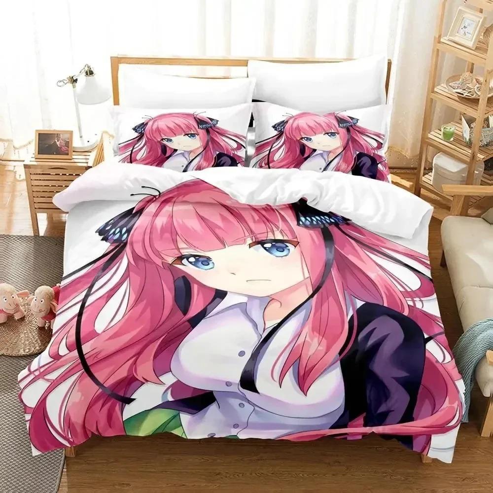 Anime Quintessential Quintuplets Schlaf Bettwäsche Set Jungen Mädchen Einzelgröße Queen Size Größe Bettbezug Kissenbezug Bett Kinder Erwachsene Heimgebrauch Textiltextil