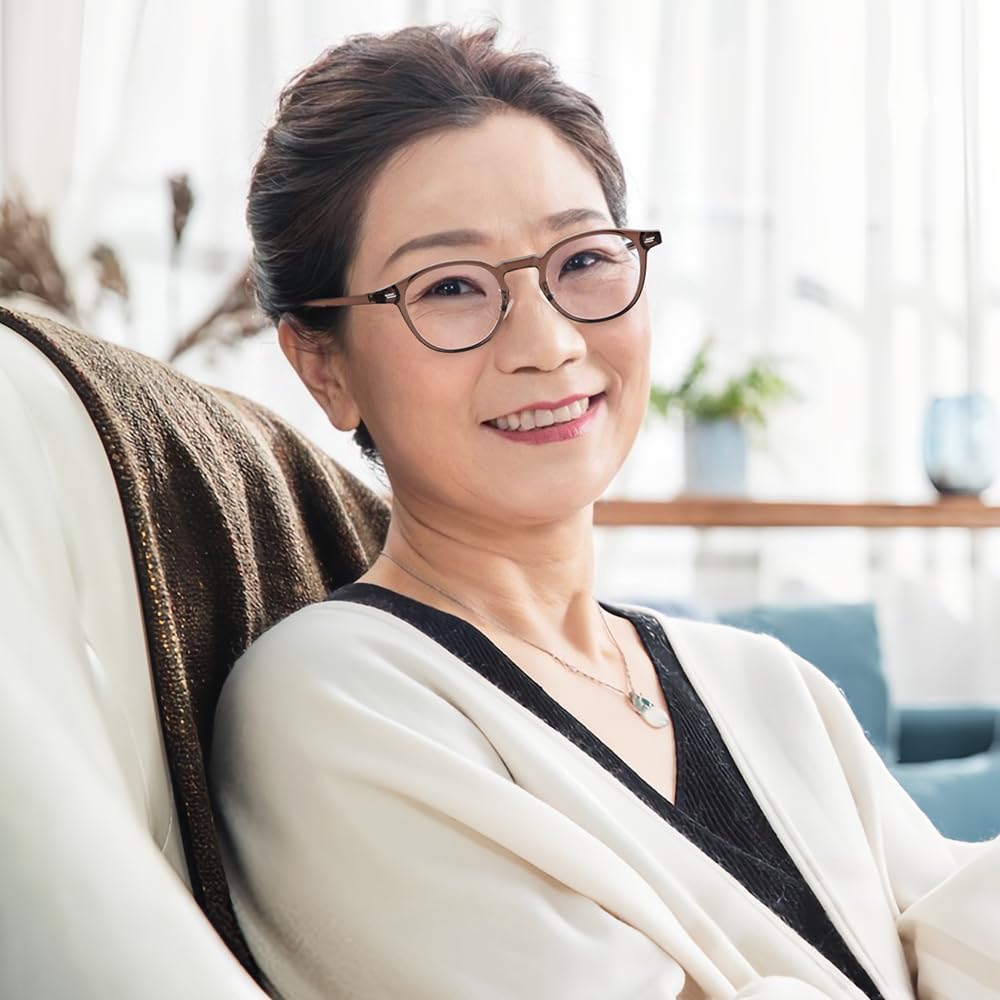 Stylish Reading Blue Light Boston Senior Reading Gray B1305 [FEISEDY] Glasses, Blocking, Women's Style, Ultra-Lightweight, Retro, Unisex, Round,