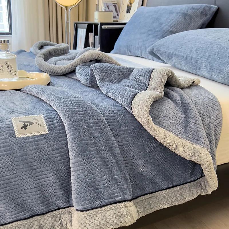 

Новое одеяло из простого вязаного бархата класса А для мамы и малыша, одеяло для полуденного сна, зимнее толстое одеяло для офиса с кондиционером 100x150cm 1pcs