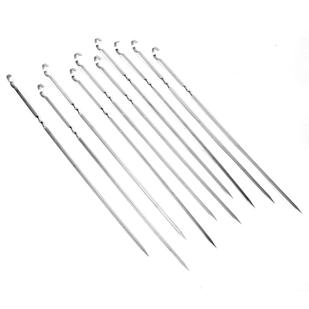 10Pcs Stainless Steel Barbecue Flat Skewer Grilling Tool for Party Outdoor Activities