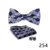Men's Formal Bow Tie and Pocket Square Set for Banquets and Weddings, with Lapel Flower.