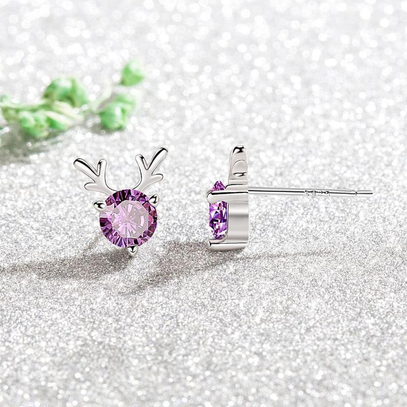 

Маленькие прозрачные серьги с рогами для девочек с синим цирконом фиолетовый