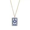 World Rectangle Pendant Necklace Sun Lovers Chain Trendy Enamel Moon Chain Choker  Daily