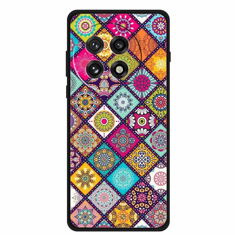 Funda For OnePlus13 5G Case OnePlus 13R Black Silicone Soft Flower Fashion TPU Back Cover For OnePlus13 13R Case Protective Capa