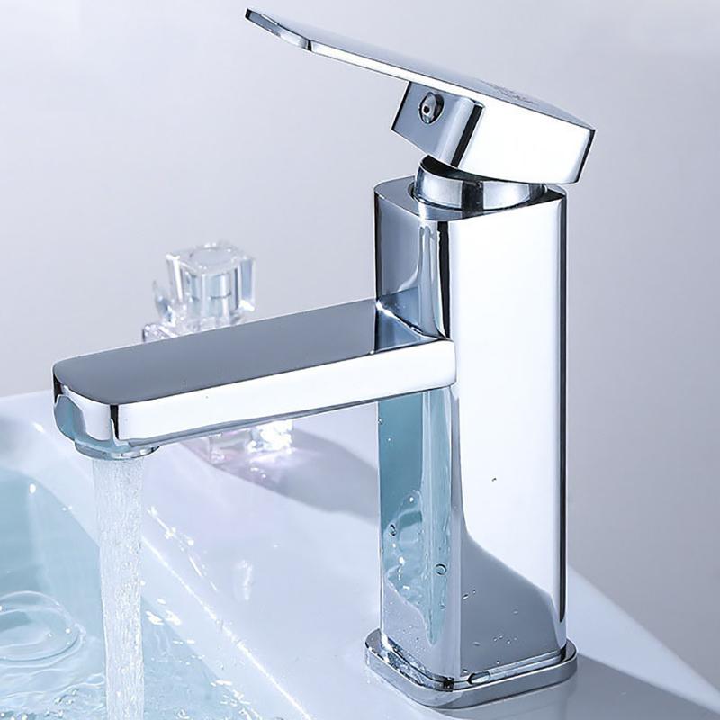 Bathroom Faucet Hot&Cold Mixer Tap Deck Mounted Bathroom Basin Faucets Black Square Washbasin Sink Bathtub Faucet