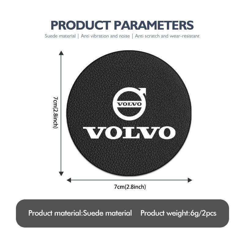 For Volvo 2Pcs Leather Car Coaster Water Cup Slot Mat Anti-slip Pad Xc60 Xc90 V40 V60 S60 V50 V90 S80 C40 XC40 V70 XC70 C30