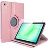 Case + Tempered Glass for Samsung Galaxy Tab A11 Plus / A9 Plus - 360° Rotation PU Leather - Pink