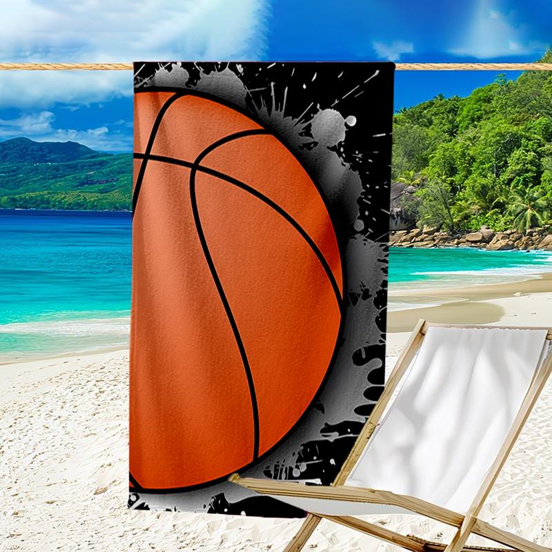 Ultra-Soft Beach Towel with Basketball Theme,Ideal for Pool - Camping, Diving - Perfect Travel Essential, Vibrant Beach Towel.
