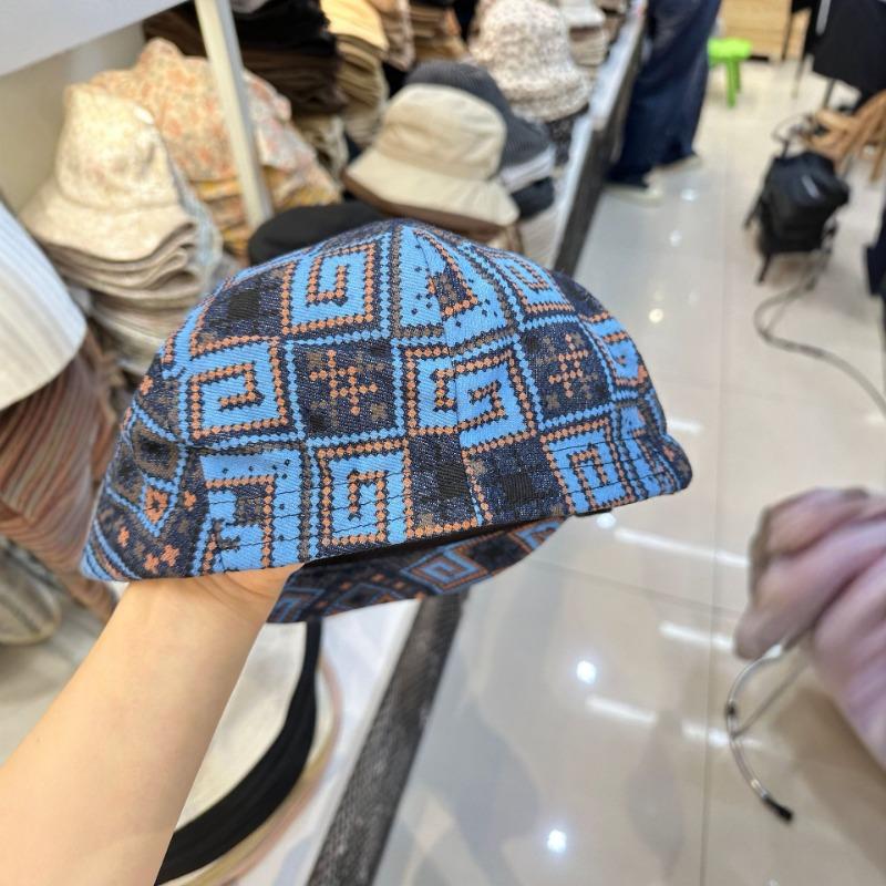 Contrasting color matching, totem cashew nut printing, slim forward hat, men's and women's spring and summer sun protection, sun hat, casual tide