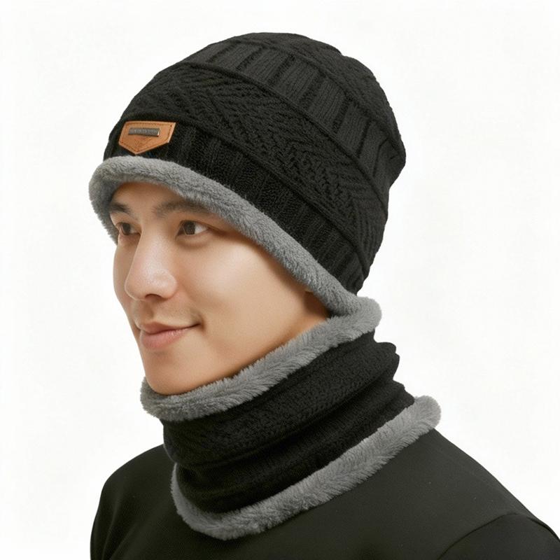 Winter Warm Knitted Hats Scarf Set Warm Beanies Wool Knit Caps Men Women Outdoor Cycling Ski Cold Protection Neck Mask Hat