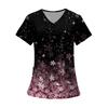 Kvinners mote trykt kortermet V-hals mønster Topper Pocket Working T-skjorter
