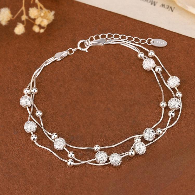Luxus 925 Silber Runde Perlen Armbänder für Damen Herren Vintage Einfach Verstellbare Kette Armbänder Party Hochzeit Schmuck