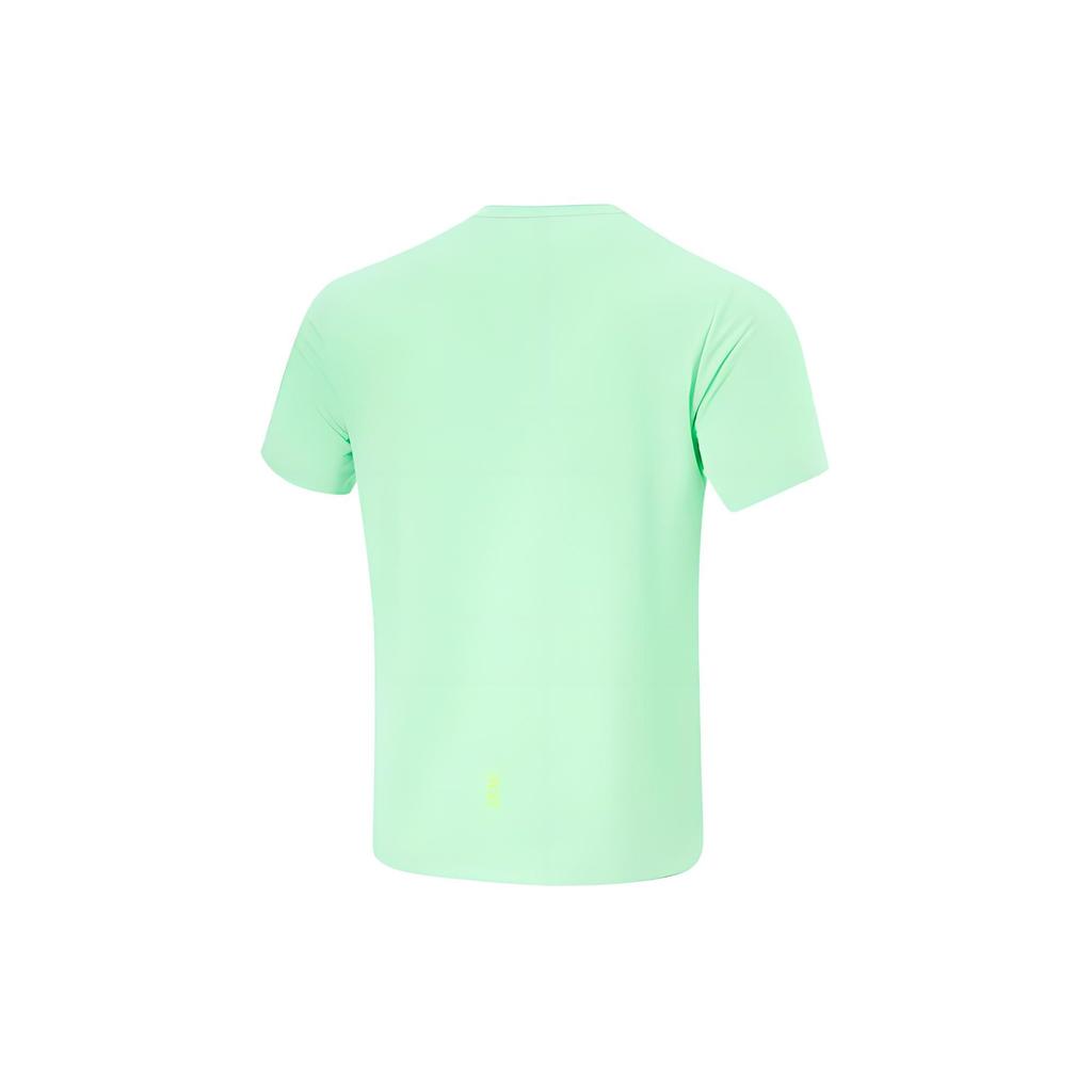 Li Ning Running Series Air Solid Color Reflective Round Neck Short Sleeve T-Shirt Men Tops Cool-Green ATSU199-3
