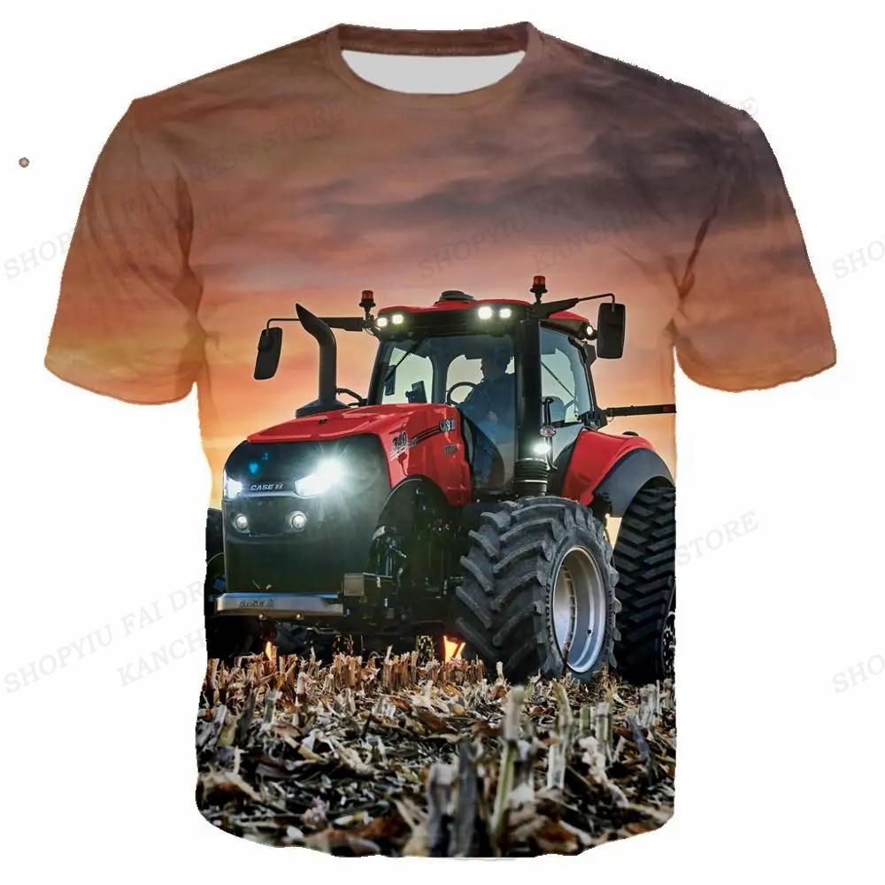 Sommer Herren T-Shirt LKW Traktor 3D Druck T-Shirt Männer Frauen Mode T-Shirt Kinder Hip Hop Oberteile Tees Traktorfahrer T-Shirt Auto
