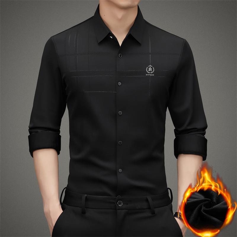 

Рубашка мужская осенне-зимняя из бархата, утолщенная, с длинными рукавами, теплая, модная рубашка для людей среднего возраста и молодежи, однотонный топ с лацканами XXXXL