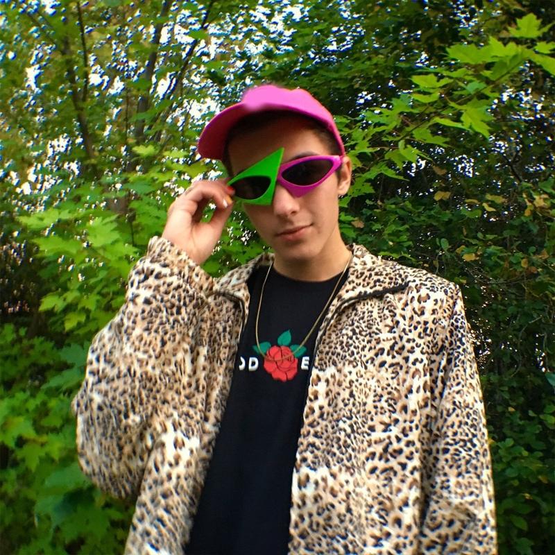 Occhiali da Sole Divertenti Unisex per Feste Occhiali Asimmetrici Anni '80 Occhiali Rosa Shocking e Verde Neon per Danza Hip Hop Festa di Halloween