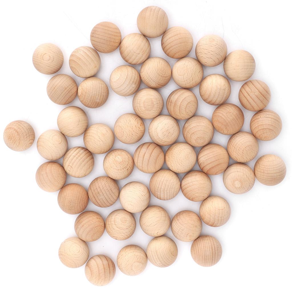50Pcs Wooden Round Balls Unfinished Beech DIY Creativity Hand Made Craft Supplies