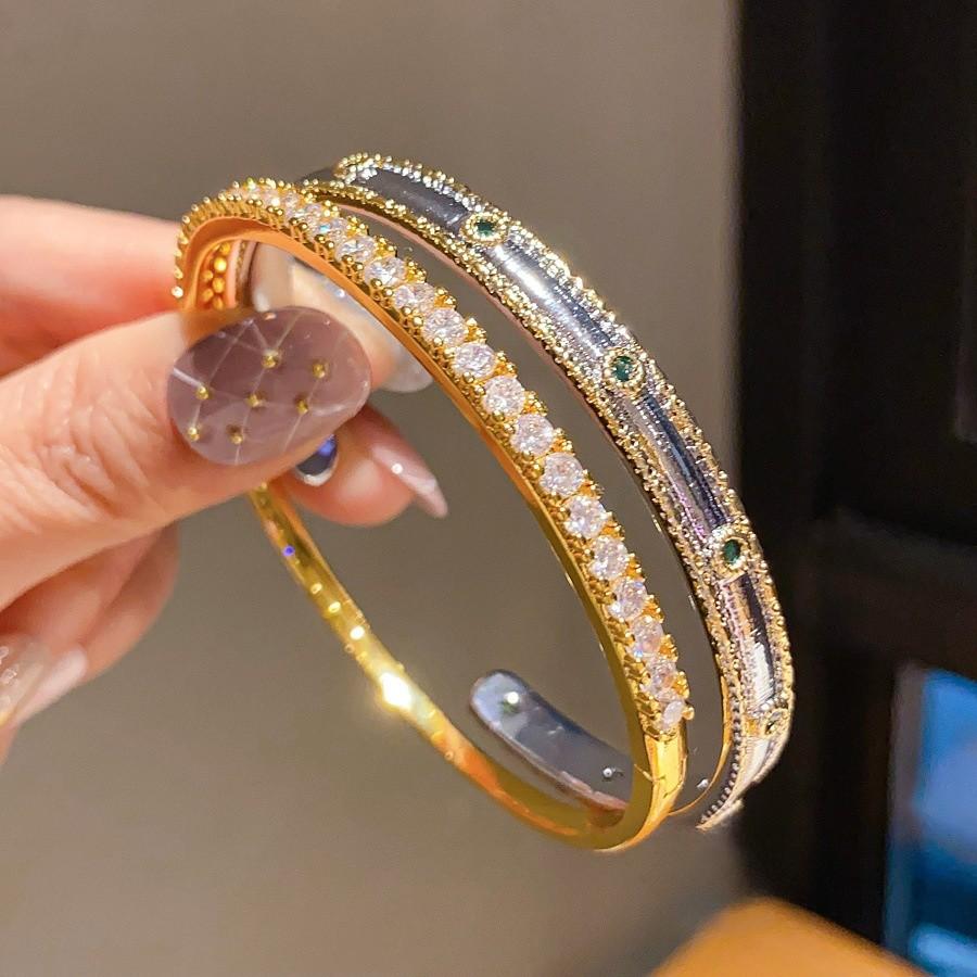 24k Gold Plated Zircon Bracelet For Women Elegant Fashion Jewelry Accessory