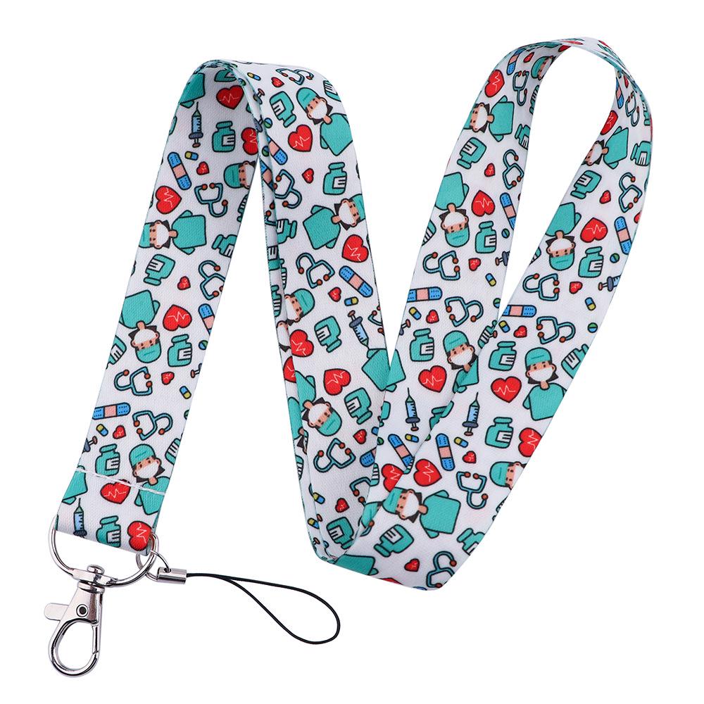 Cartoon Doctor Mobile Phone & ID Lanyard - Fashionable, Sturdy, and Durable Polyester Pendant