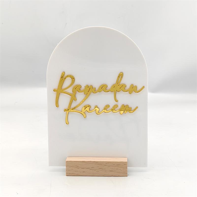 3pcs/set Ramadan Decorations For Table Sign Eid Mubarak Party Decor Ramadan Kareem Wooden Ornaments for Eid Islamic Decoration