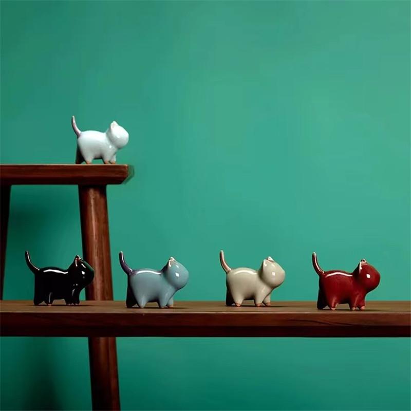Ceramic Cat Figurines – Cute Small Tea Pets for Car, Home, and Teahouse Decoration