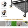 Garden Organizer Tool Organizer, 35-Slot Steel Rolling Rack with Wheels, Adjustable Feet Yard Sturdy Holder for Shovels, Rakes, Brooms and