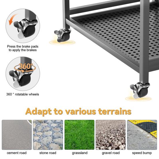 Garden Organizer Tool Organizer, 35-Slot Steel Rolling Rack with Wheels, Adjustable Feet Yard Sturdy Holder for Shovels, Rakes, Brooms and