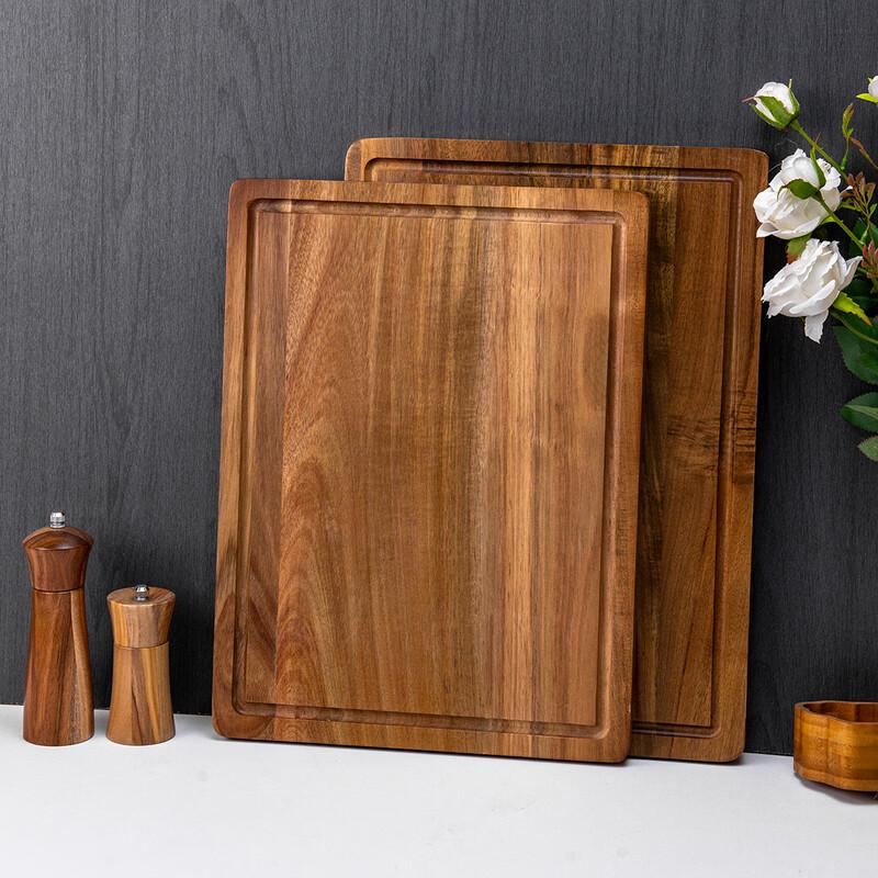 Large Square Acacia Wood Double-Sided Cutting Board Set