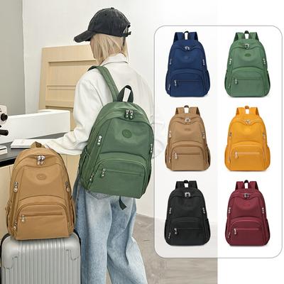 Large Capacity Travel Backpack Lightweight Backpack Women's Solid Color School Bag