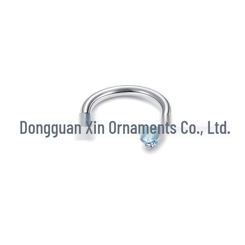 Stainless Steel U-Shaped Nose Ring with Double Zirconia