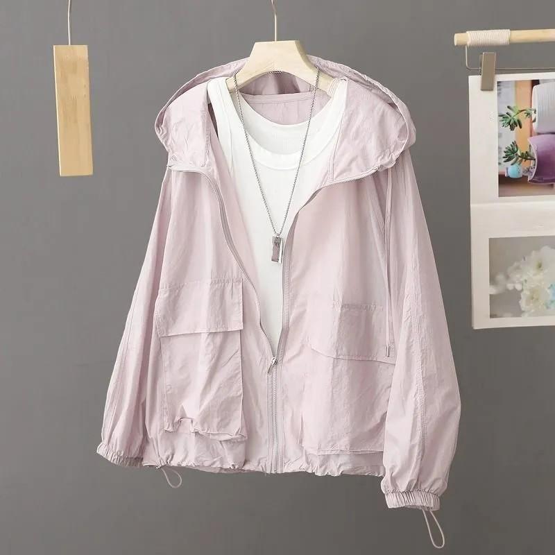 Women Summer Loose Thin Design Breathable Sunscreen Coat Outdoor Thin Quick-Drying Top