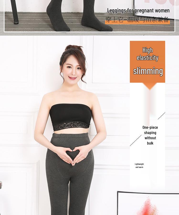 Maternity Fleece Leggings: Cotton Stripe, Supportive Tights for Spring/Autumn