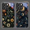 Aesthetic Sunflowers and Moon Pattern Tempered Glass Phone Case for iPhone 17 16 Pro Max 15 13 12 Mini 11 14 Plus Floral Covers