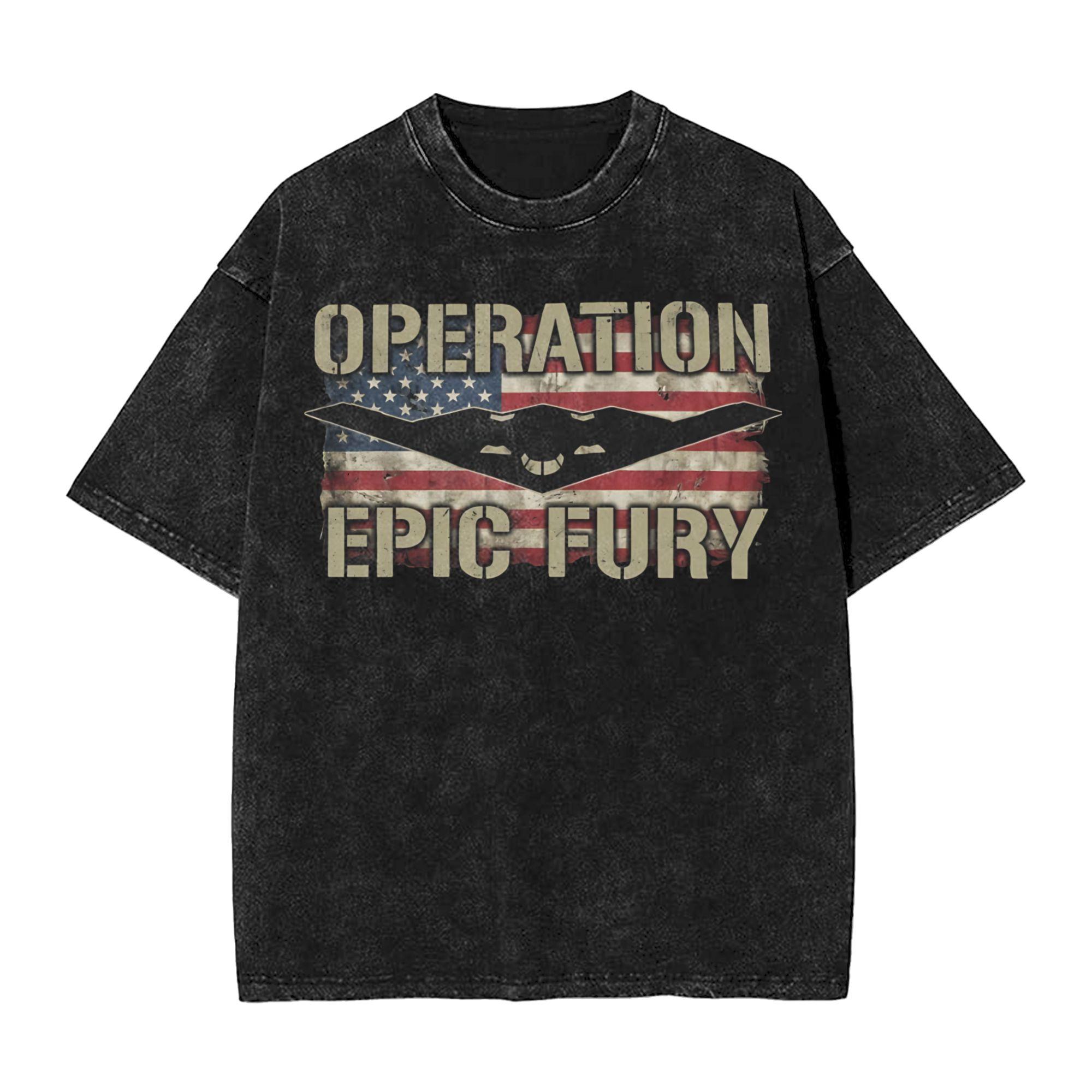 Summer Operation Epic Fury The FAFO Tour Washed Shirt Outfit Harajuku TShirt for Unisex Women Tee S