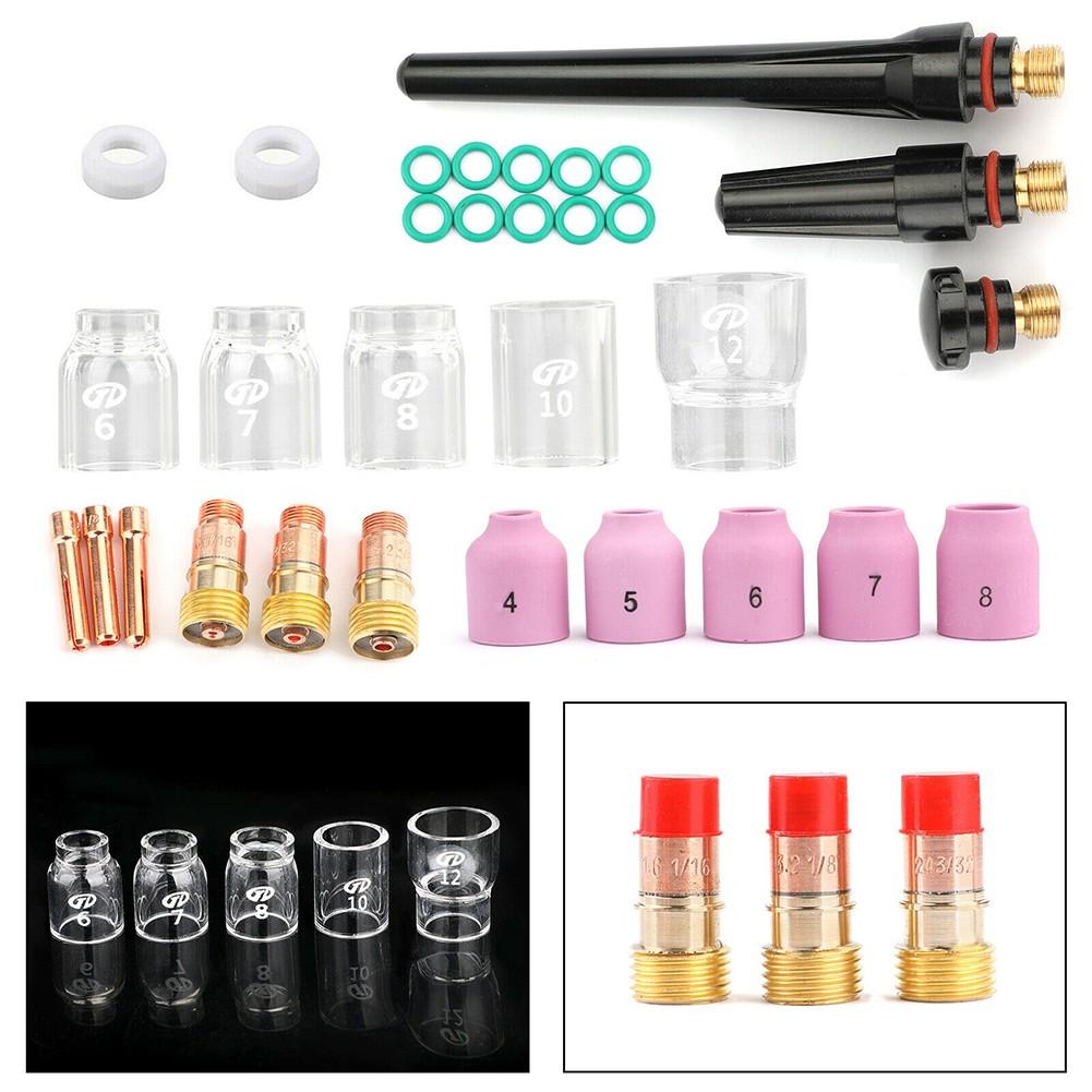 31Pcs TIG Welding Torch For Stubby Gas Lens#12 Glass Cup Kit For WP-17/18/26