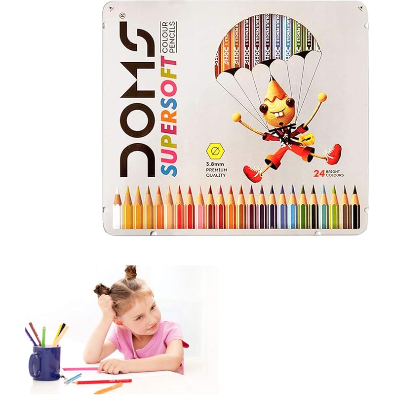 Doms Fsc 24 Colour Pencil Flat Tin,Multicolor