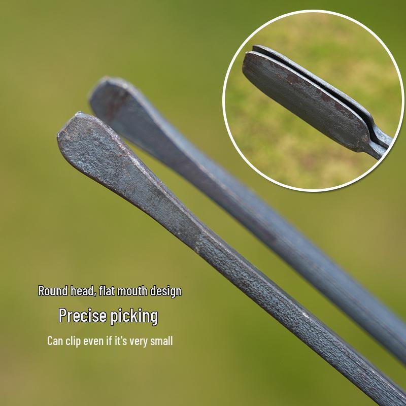 Old-fashioned Forged Fire Tongs: Stainless Steel Tongs for Home Use, Charcoal Clamp, and Sanitation Garbage Gripper.
