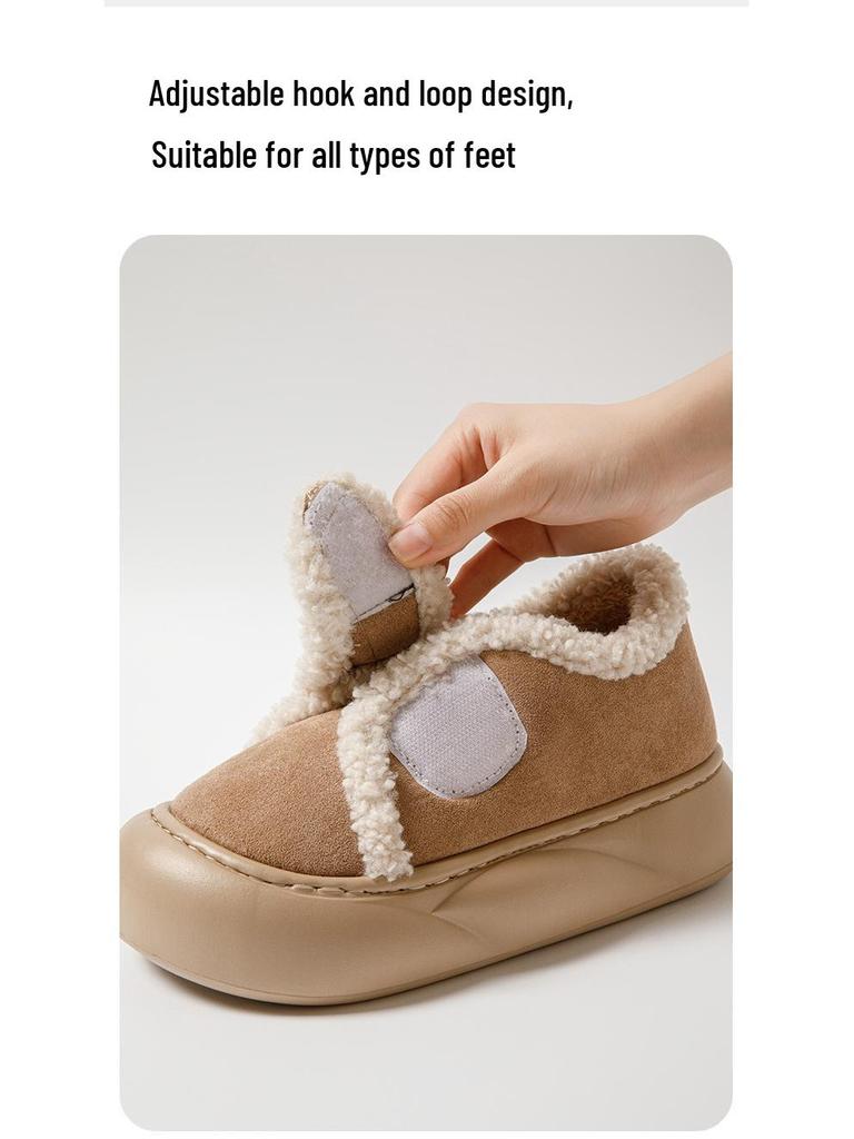 Women's 2025 Indoor/Outdoor Plush Winter Slippers: Thick-Soled, Warm Cotton, Closed-Heel.
