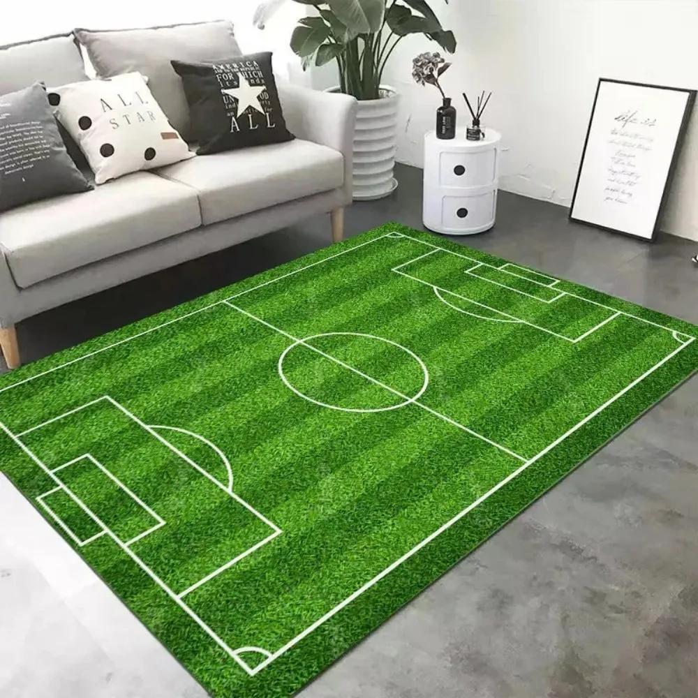 Greenfield Football Court Rug Durable Anti-Slip Living Room Floor Mat Large Size Sofa Coffee Table Rug Home Decoration