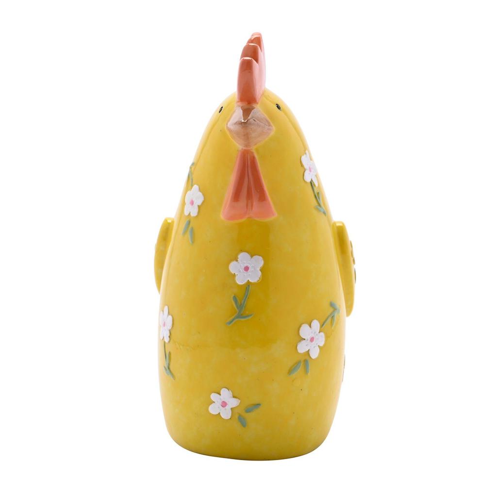 Country Living Floral Chicken Resin Figurine