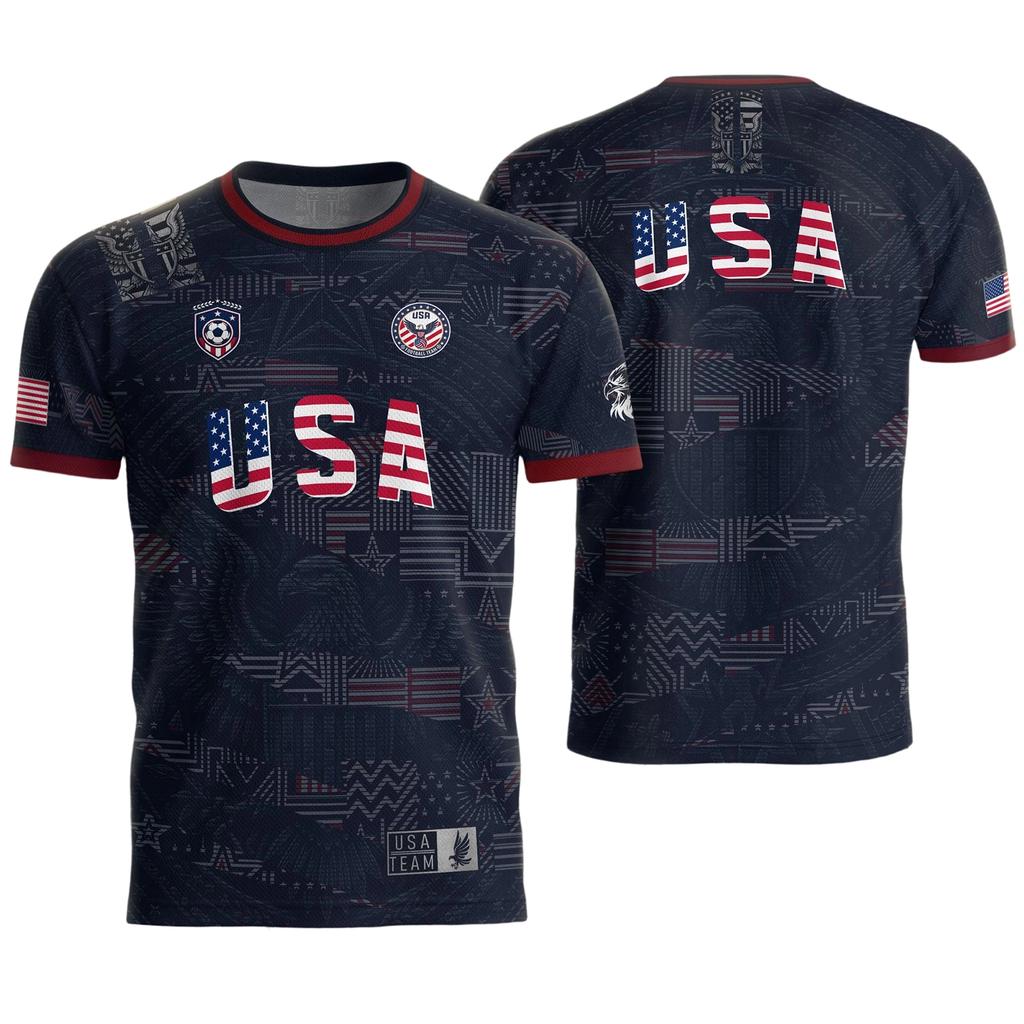 Men's USA Football Graphic Jersey Short Sleeve Crew Neck T Shirt Athletic Fit Lightweight Soccer Top for Outdoor Sports and Casual Wear