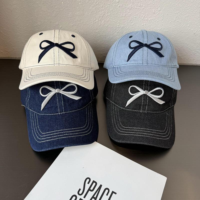 Butterfly Bow Baseball Cap For Women With Wide Brim Sunshade And Breathable Cotton For Summer Style