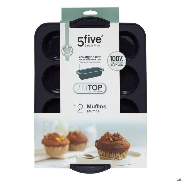 5five - moule 12 muffins silicone "silitop" gris