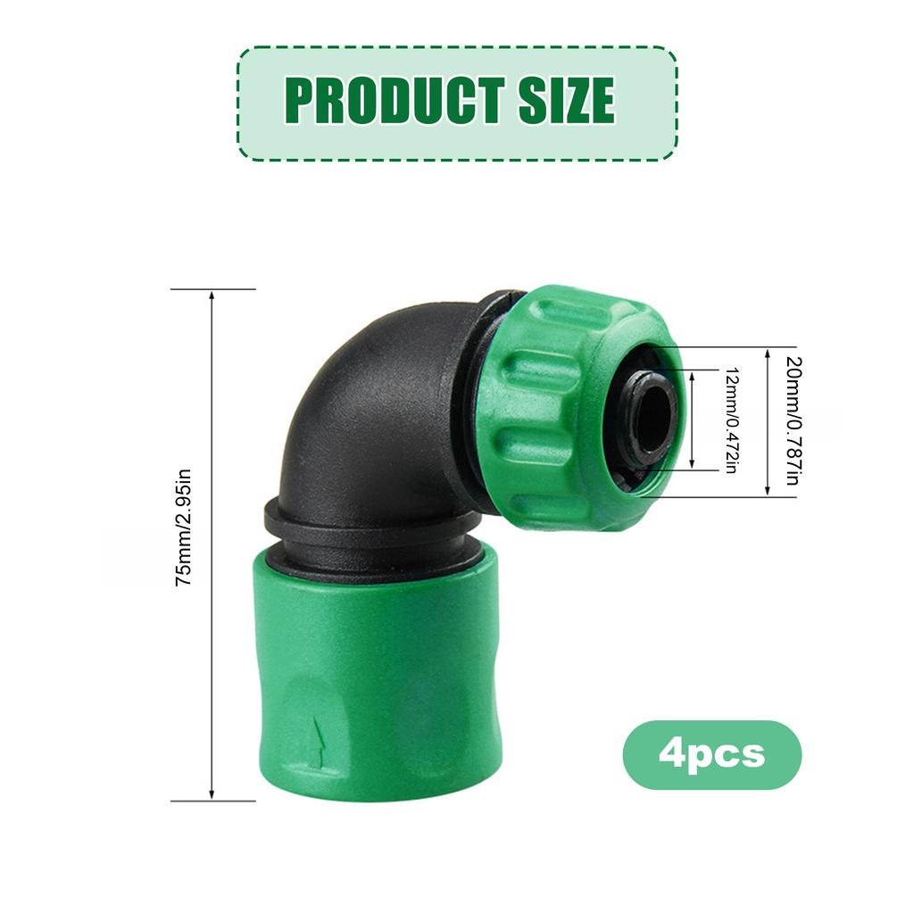 4Pcs Garden Hose Quick Connectors 90 Degree Elbow ABS Water Fittings Suitable For Irrigation Vehicle Washing Outdoor Use