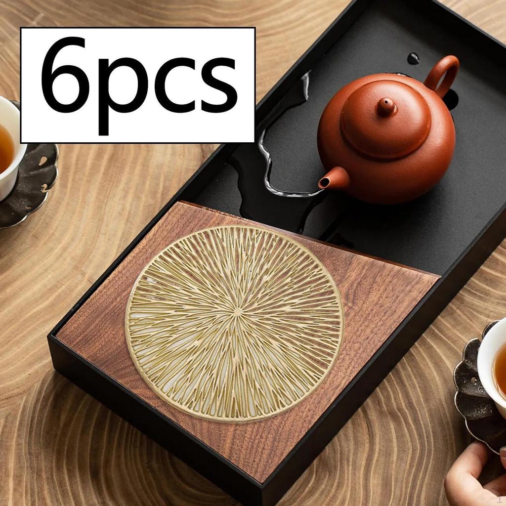 6 Pack 4 Inch Coasters Set for Mugs And Cups Stackable Kitchen Office